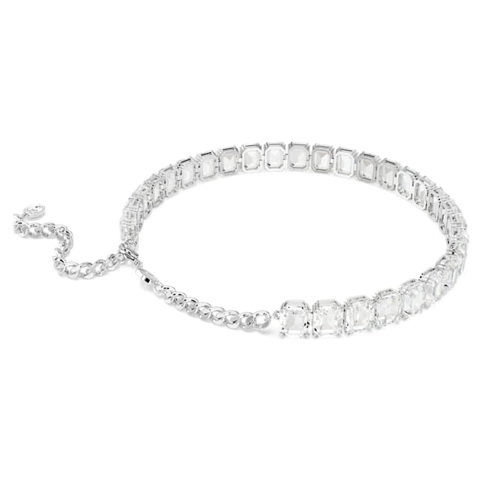 Millenia choker Octagon cut, White, Rhodium plated