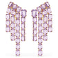 Millenia clip earrings Octagon cut, Chandelier, Purple, Gold-tone plated