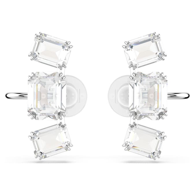 Millenia clip earrings Octagon cut, White, Rhodium plated