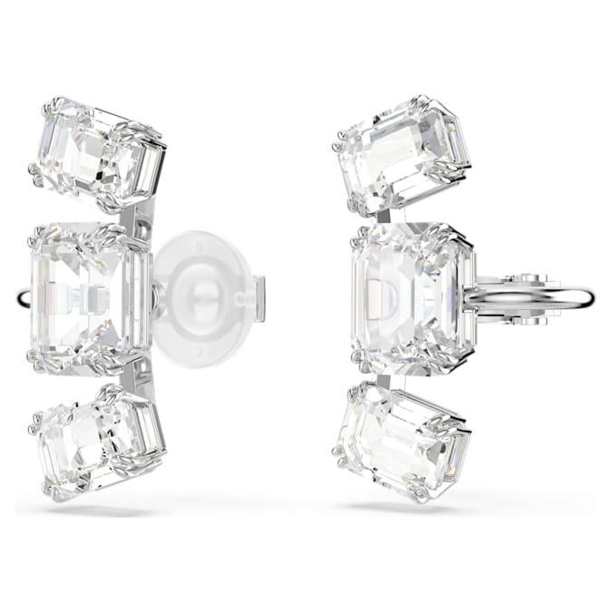 Millenia clip earrings Octagon cut, White, Rhodium plated