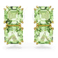Millenia clip earrings Square cut, Green, Gold-tone plated