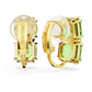 Millenia clip earrings Square cut, Green, Gold-tone plated