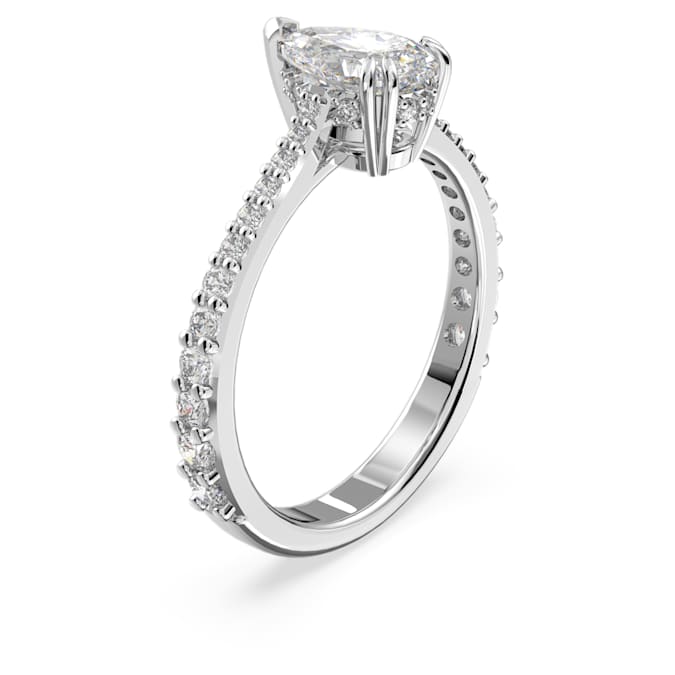 Millenia cocktail ring Pear cut, Pavé, White, Rhodium plated