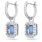 Millenia drop earrings Octagon cut, Blue, Rhodium plated