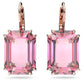 Millenia drop earrings Octagon cut, Pink, Rose gold-tone plated