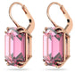 Millenia drop earrings Octagon cut, Pink, Rose gold-tone plated