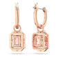Millenia drop earrings Octagon cut, Pink, Rose gold-tone plated