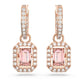 Millenia drop earrings Octagon cut, Pink, Rose gold-tone plated
