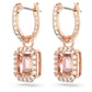 Millenia drop earrings Octagon cut, Pink, Rose gold-tone plated