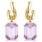Millenia drop earrings Octagon cut, Purple, Gold-tone plated