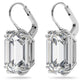 Millenia drop earrings Octagon cut, White, Rhodium plated