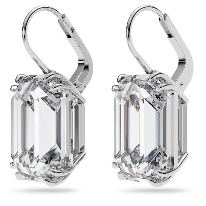 Millenia drop earrings Octagon cut, White, Rhodium plated