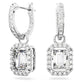 Millenia drop earrings Octagon cut, White, Rhodium plated