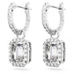 Millenia drop earrings Octagon cut, White, Rhodium plated