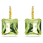 Millenia drop earrings Square cut, Green, Gold-tone plated
