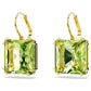 Millenia drop earrings Square cut, Green, Gold-tone plated