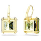 Millenia drop earrings Square cut, Green, Gold-tone plated