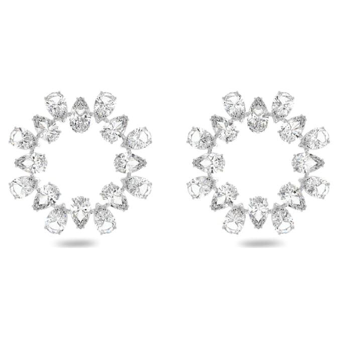 Millenia hoop earrings Pear cut, White, Rhodium plated