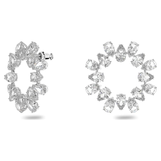 Millenia hoop earrings Pear cut, White, Rhodium plated