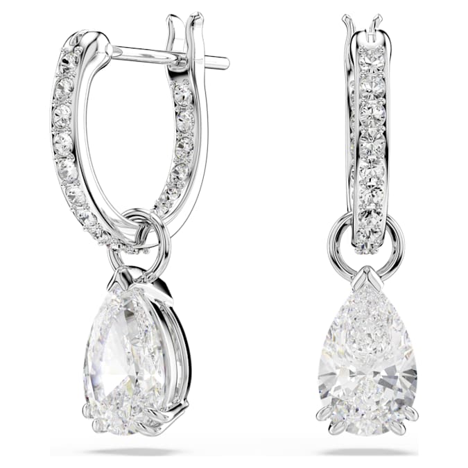 Millenia hoop earrings Pear cut, White, Rhodium plated