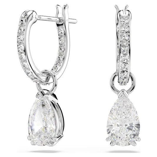 Millenia hoop earrings Pear cut, White, Rhodium plated
