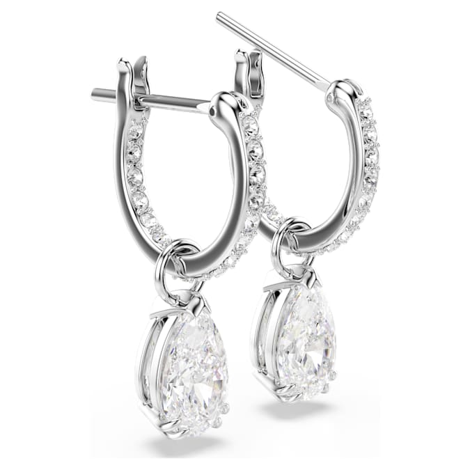 Millenia hoop earrings Pear cut, White, Rhodium plated