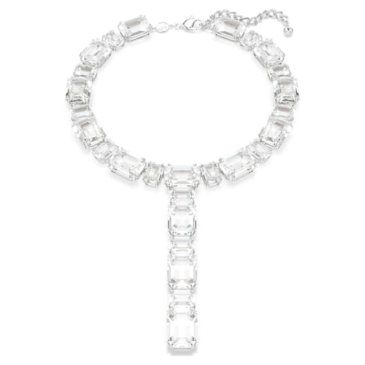 Millenia necklace Mixed cuts, White, Rhodium plated