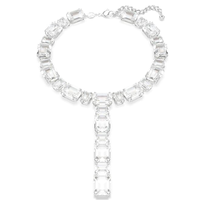 Millenia necklace Mixed cuts, White, Rhodium plated