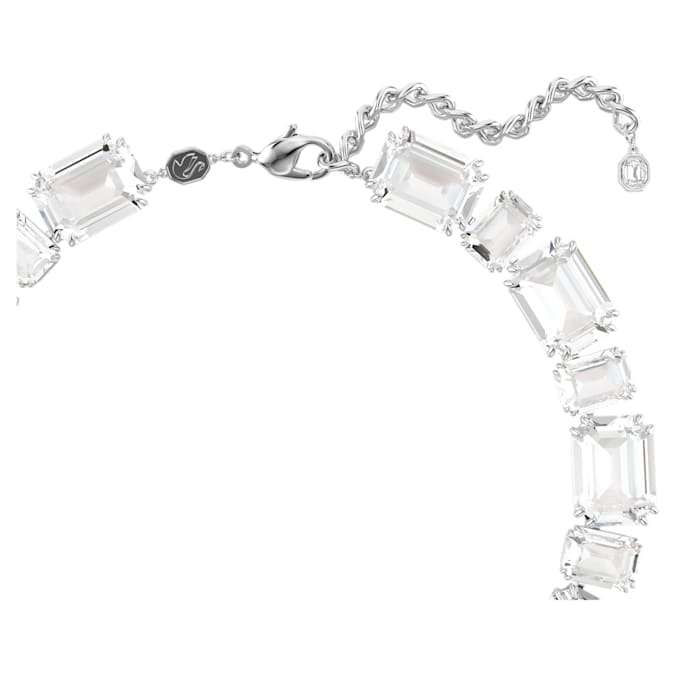 Millenia necklace Mixed cuts, White, Rhodium plated