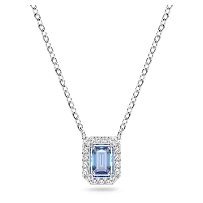 Millenia necklace Octagon cut, Blue, Rhodium plated