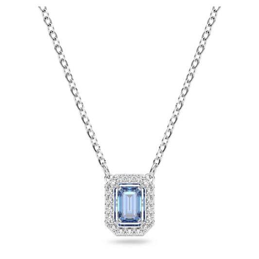 Millenia necklace Octagon cut, Blue, Rhodium plated
