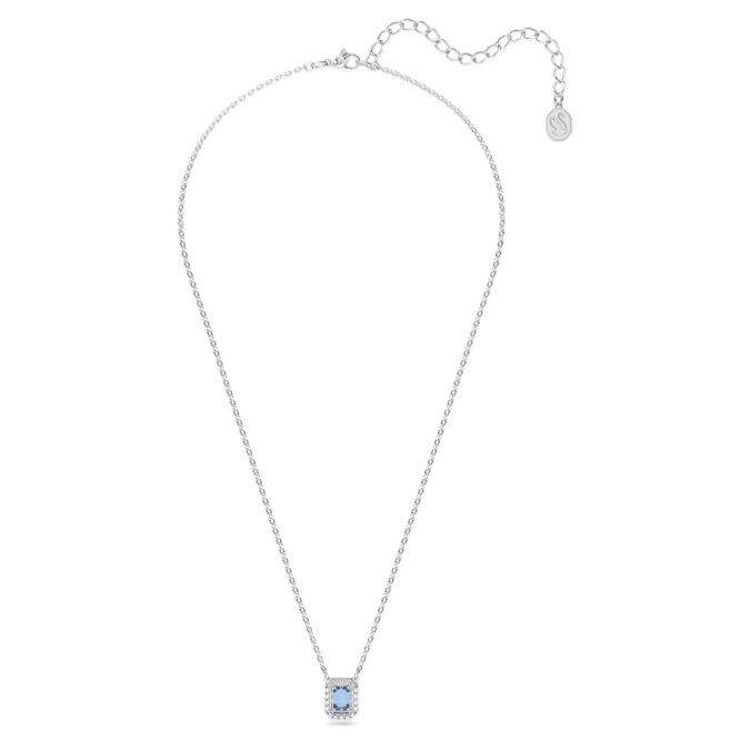 Millenia necklace Octagon cut, Blue, Rhodium plated
