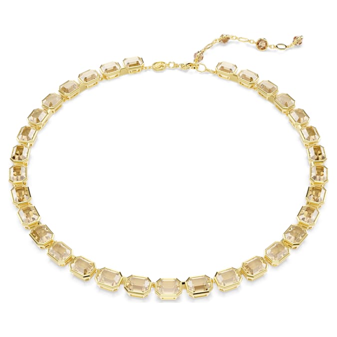 Millenia necklace Octagon cut, Yellow, Gold-tone plated