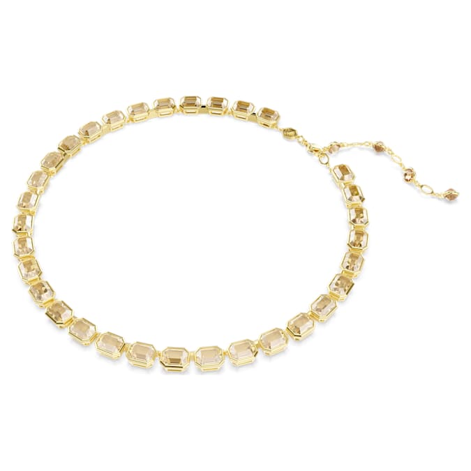 Millenia necklace Octagon cut, Yellow, Gold-tone plated
