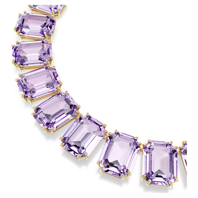 Millenia necklace Oversized crystals, Octagon cut, Purple, Gold-tone plated
