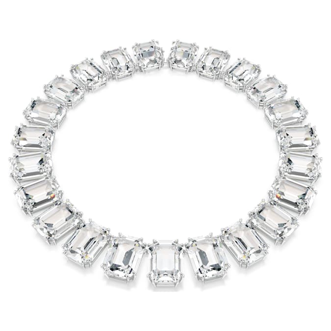 Millenia necklace Oversized crystals, Octagon cut, White, Rhodium plated