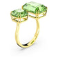 Millenia open ring Octagon cut, Green, Gold-tone plated