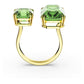 Millenia open ring Octagon cut, Green, Gold-tone plated