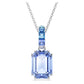 Millenia pendant Octagon cut, Blue, Rhodium plated