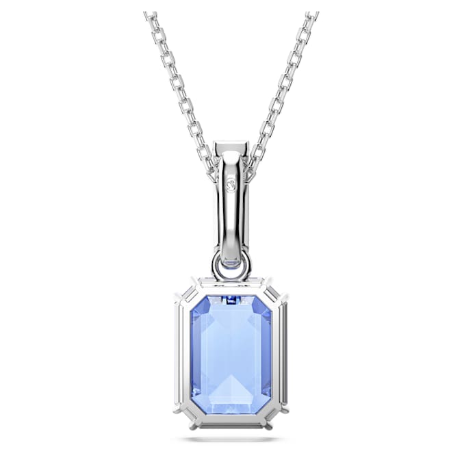 Millenia pendant Octagon cut, Blue, Rhodium plated