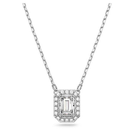 Millenia pendant Octagon cut, White, Rhodium plated