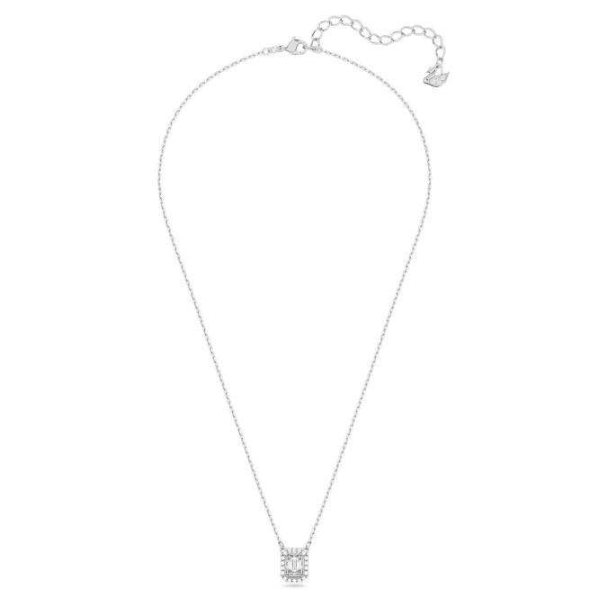 Millenia pendant Octagon cut, White, Rhodium plated