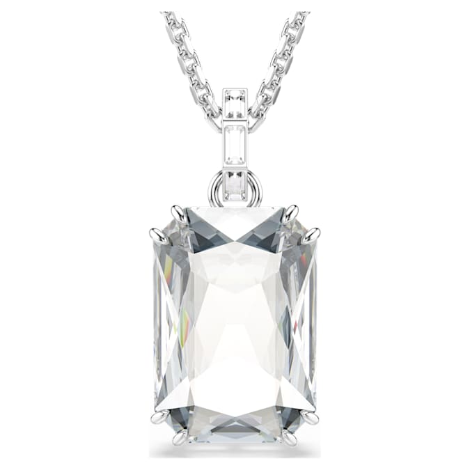 Millenia pendant Octagon cut, White, Rhodium plated