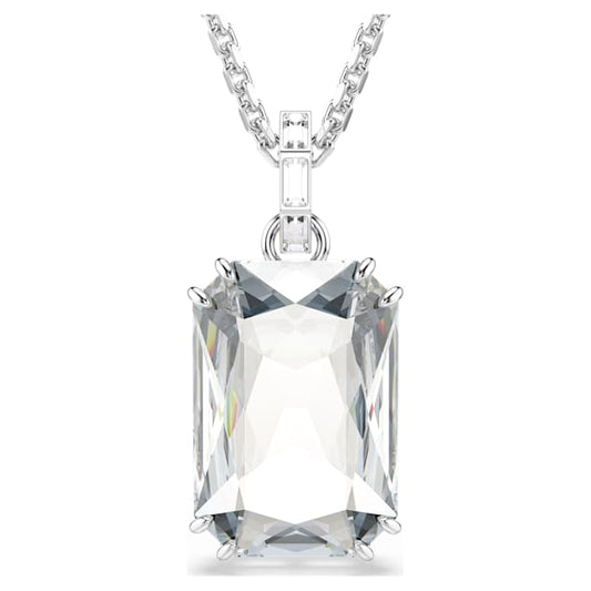 Millenia pendant Octagon cut, White, Rhodium plated
