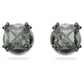 Millenia stud earrings Square cut, Black, Ruthenium plated