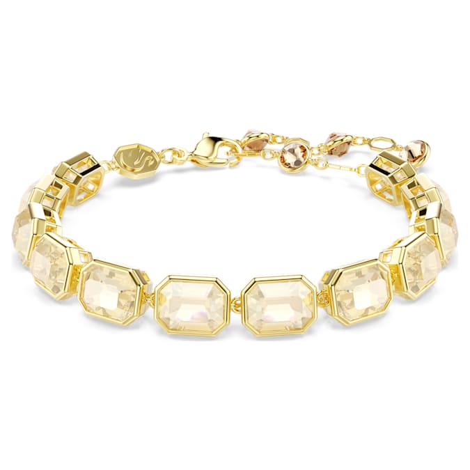 Millenia Tennis bracelet Octagon cut, Caramel, Gold-tone plated