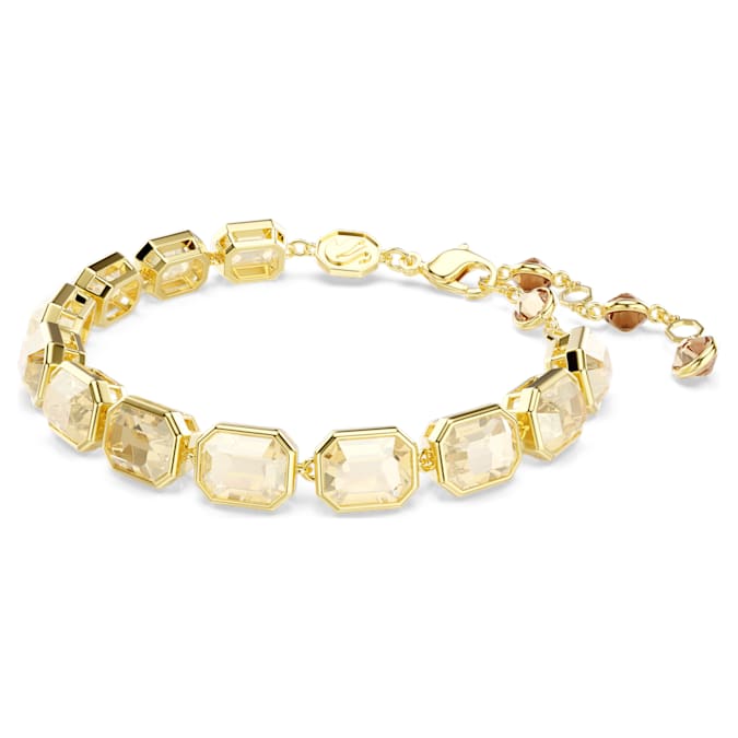 Millenia Tennis bracelet Octagon cut, Caramel, Gold-tone plated