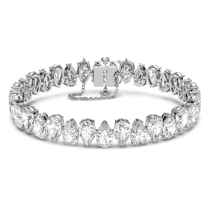 Millenia Tennis bracelet Pear cut, White, Rhodium plated