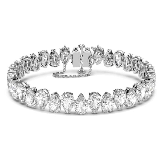 Millenia Tennis bracelet Pear cut, White, Rhodium plated
