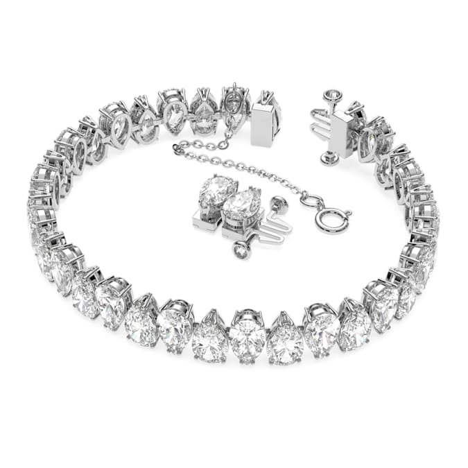 Millenia Tennis bracelet Pear cut, White, Rhodium plated